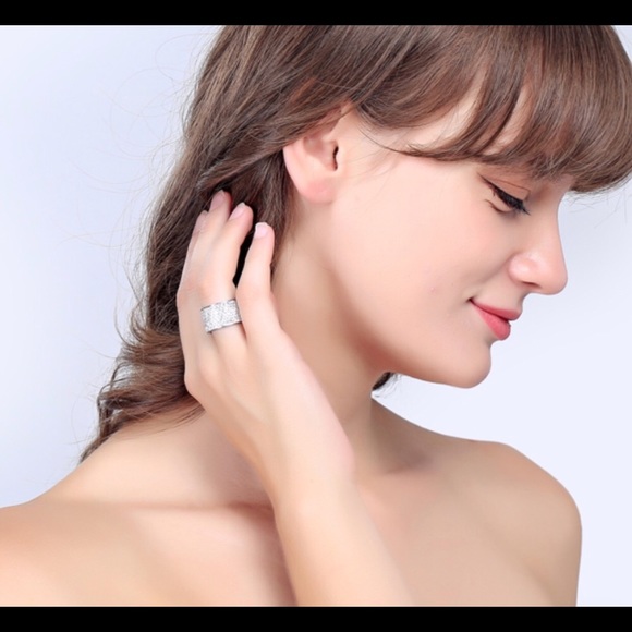 Stainless Steel CZ Crystals Champagne Color Ring - Picture 2 of 6